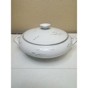 KPM Krister Casserole W/ Lid Covered Made in Germany Silver Trim Birds 1950's